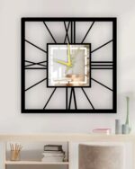 NEXTSTEP1 Square Silent Metal Wall Clock – Roman Numerals, Black 40 CM - Image 3