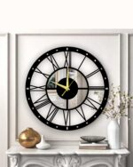 NEXTSTEP1 Large Silent Black Metal Wall Clock – Roman Numerals, 40 CM - Image 2