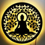 NEXTSTEP1 Buddha Metal Wall Art with LED Light – 15 x 15 inch