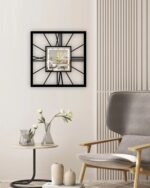 NEXTSTEP1 Square Silent Metal Wall Clock – Roman Numerals, Black 40 CM - Image 4