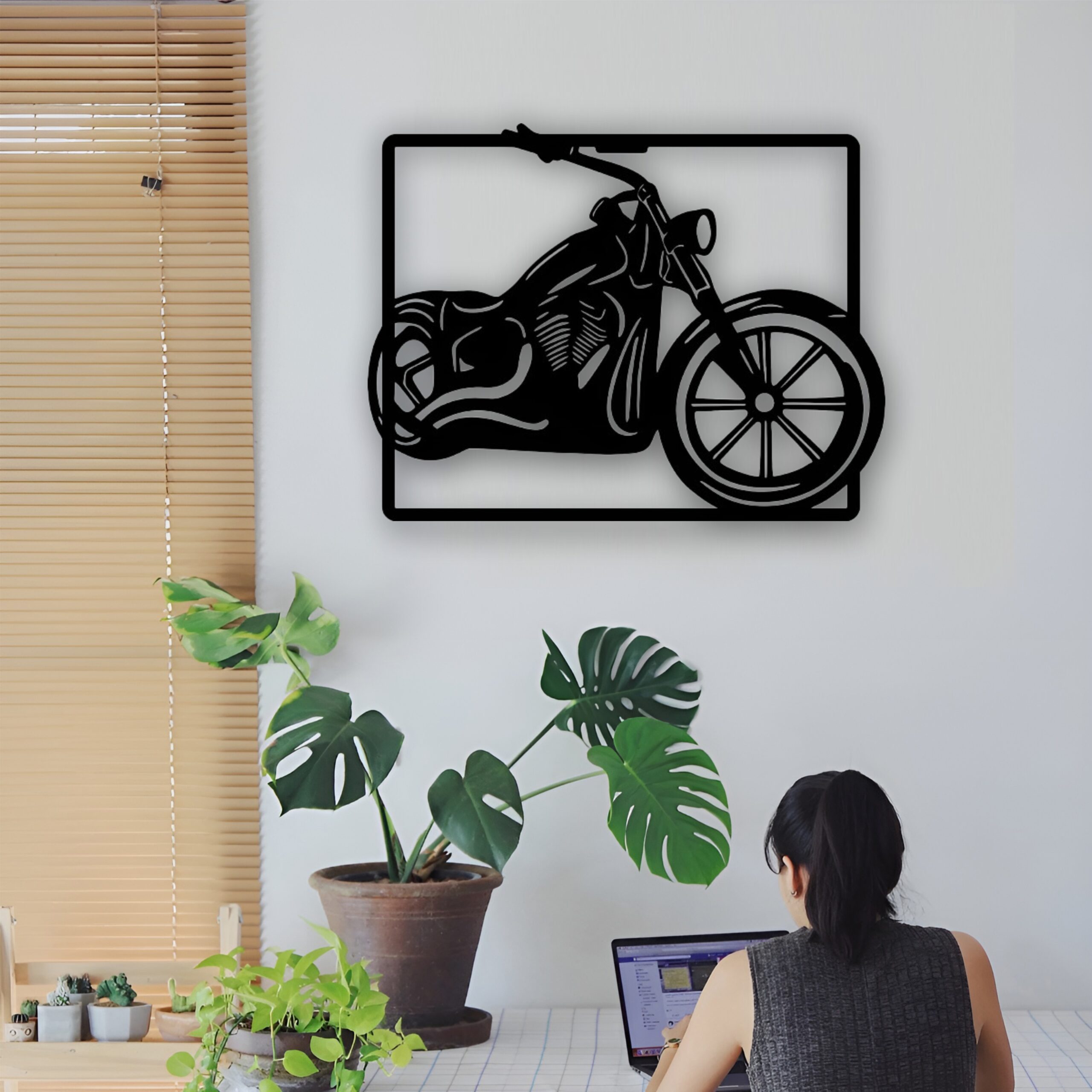 1 NEXTSTEP1 Metal Bike Wall Art (46cm X 45cm, Black) - Image 1