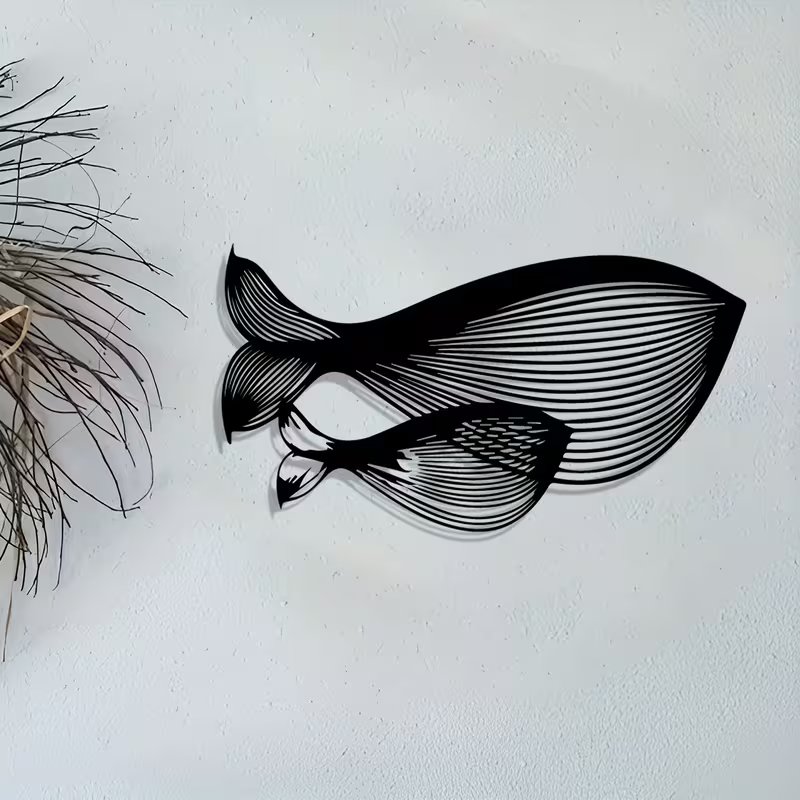 16a7d45e-9ea2-44f0-b327-4be82068d23e NEXTSTEP1 Blue Whale Metal Wall Art – Vintage Laser-Cut Iron Décor (46cm x 25cm) - Image 1