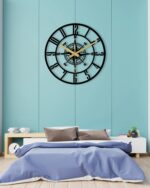 NEXTSTEP1 Stylish Silent Metal Wall Clock – Black, 40 CM
