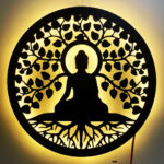 NEXTSTEP1 Buddha Metal Wall Art with LED Light – 15 x 15 inch - Image 2