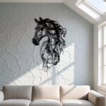 NEXTSTEP1 Abstract Metal Horse Wall Art – Modern Indoor/Outdoor Decor (50cm x 31cm) - Image 2