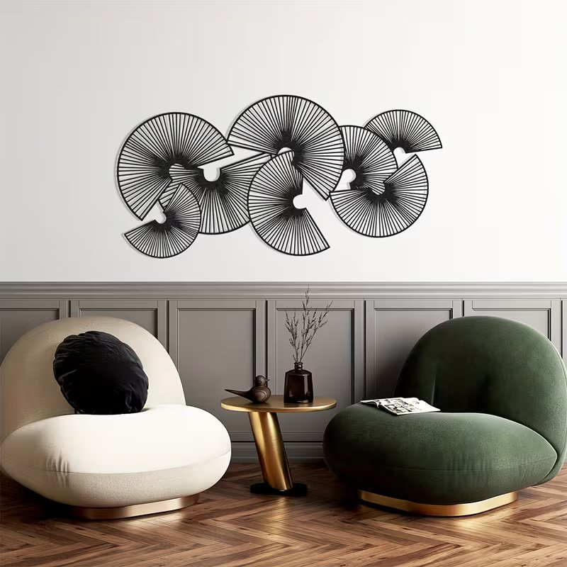 3c3e187a-2c2f-4b74-b0dd-840308b12d60 NEXTSTEP1 Metal Fan Modern Artwork for Wall Décor (61cm x 31cm) - Image 1