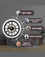 NEXTSTEP1 Large Silent Black Metal Wall Clock – Roman Numerals, 40 CM - Image 5