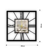 NEXTSTEP1 Square Silent Metal Wall Clock – Roman Numerals, Black 40 CM - Image 8