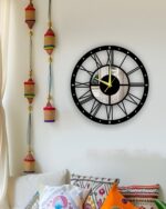 NEXTSTEP1 Large Silent Black Metal Wall Clock – Roman Numerals, 40 CM - Image 3