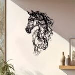 NEXTSTEP1 Abstract Metal Horse Wall Art – Modern Indoor/Outdoor Decor (50cm x 31cm)