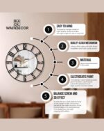 NEXTSTEP1 Stylish Silent Metal Wall Clock – Black, 40 CM - Image 6