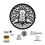 NEXTSTEP1 Spiritual Metal Wall Art | Shree Swami Samarth backlit décor-18 x 18 In - Image 2