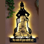 NEXTSTEP1 Shri Swami Samarth Vitthal Metal Wall Art with Light - Wall Hanging (15x25 inch)