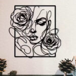 NEXTSTEP1 Metal Wall Art Female Face Rose Beauty Salon Décor Line Art Wall Décor (43CM X 45CM) - Image 3