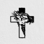 NEXTSTEP1 Religious Metal Wall Art, Black Cross with Crown of Thorns Design (32cm x 45cm) - Image 2