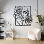 NEXTSTEP1 Metal Wall Art Female Face Rose Beauty Salon Décor Line Art Wall Décor (43CM X 45CM) - Image 4
