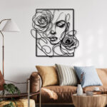 NEXTSTEP1 Metal Wall Art Female Face Rose Beauty Salon Décor Line Art Wall Décor (43CM X 45CM) - Image 5