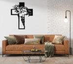 NEXTSTEP1 Religious Metal Wall Art, Black Cross with Crown of Thorns Design (32cm x 45cm) - Image 3