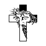 NEXTSTEP1 Religious Metal Wall Art, Black Cross with Crown of Thorns Design (32cm x 45cm)