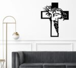 NEXTSTEP1 Religious Metal Wall Art, Black Cross with Crown of Thorns Design (32cm x 45cm) - Image 4
