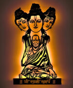 NEXTSTEP1 Shri Swami Samarth Metal Wall Art with Light Décor-25 x 15 Inches. - Image 2