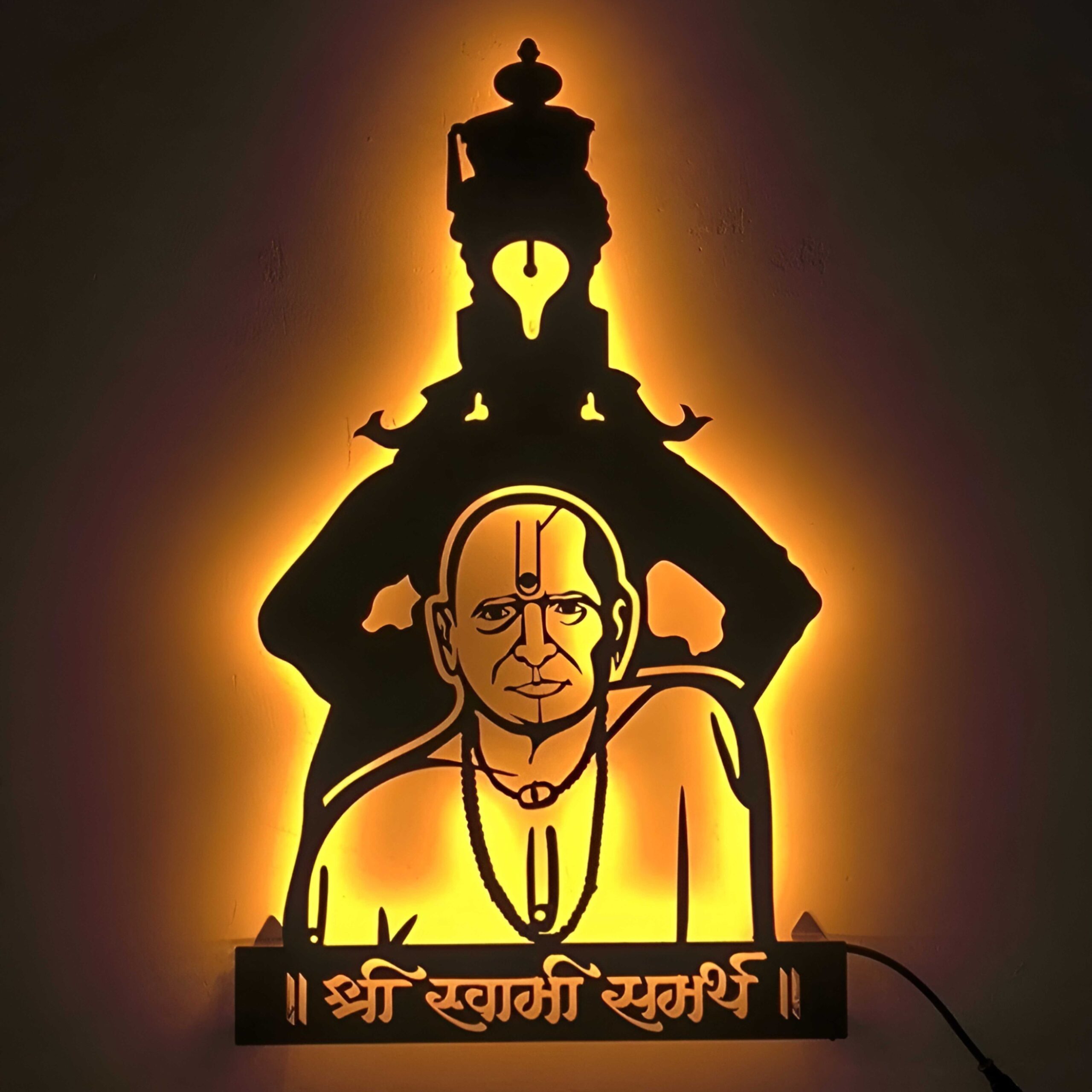 1 NEXTSTEP1 Swami Samarth and Vitthal Metal Wall Art With Light ( 24 x 14 Inch ) - Image 1